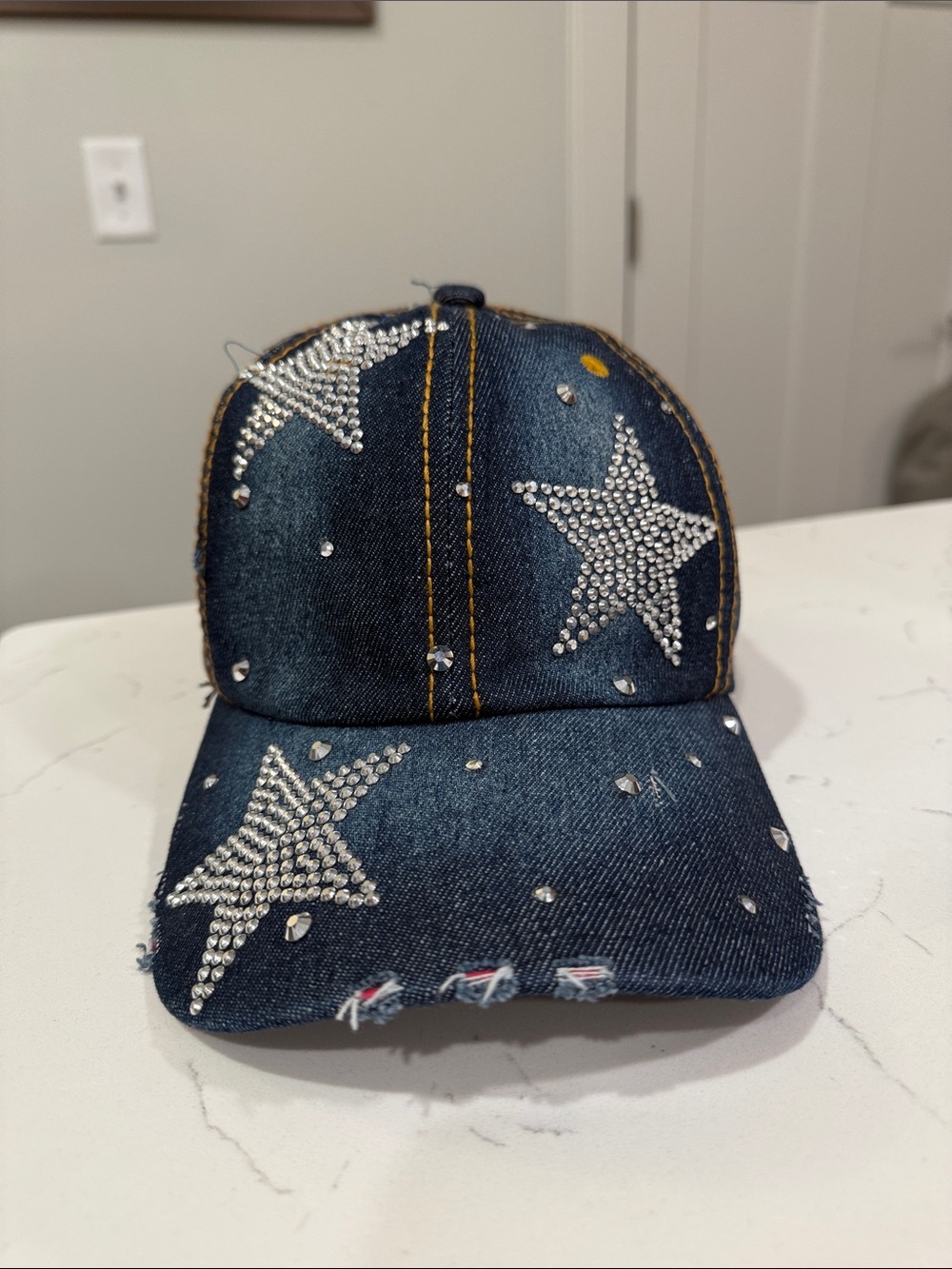 🔴LAST CALL‼️ Y2K Denim Star Rhinestone Cap - Blue